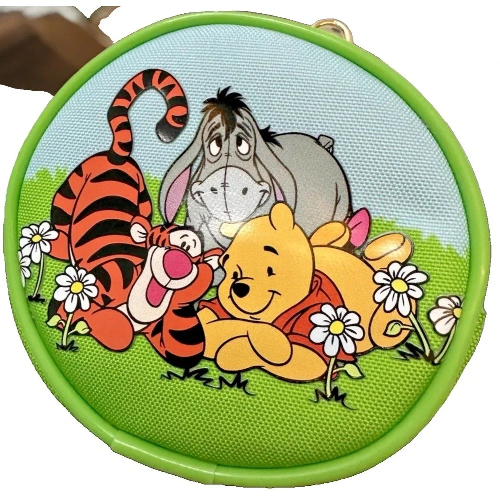 Disney Winnie the Pooh Tigger Eeyore Coin Purse Zip Pouch with Clip